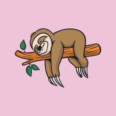 Obraz premium cartoon animal design sleeping sloth cute mascot logo