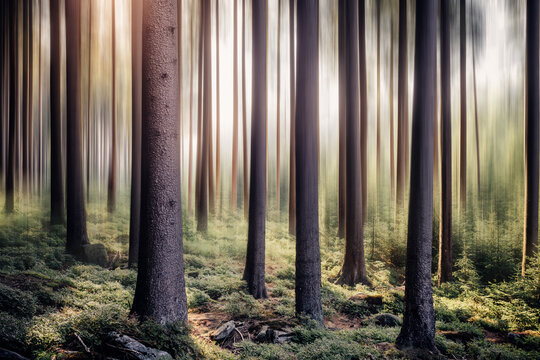 Tree Trunks In Forest