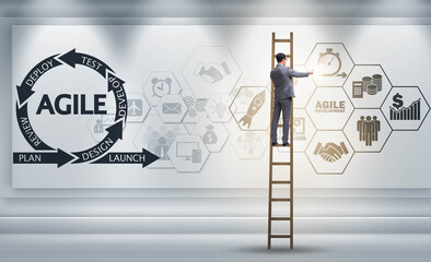 Businessman in agile software development concept