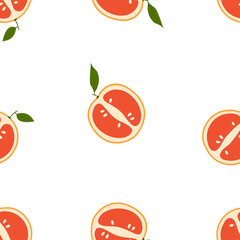 Fresh Grapefruit. Seamless Vector Pattern