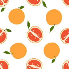 Fresh Grapefruit. Seamless Vector Pattern