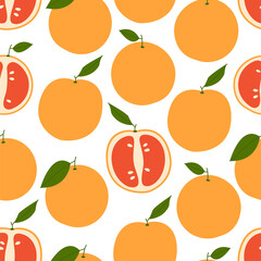 Fresh Grapefruit. Seamless Vector Pattern