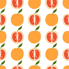 Fresh Grapefruit. Seamless Vector Pattern