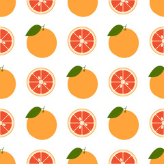Fresh Grapefruit. Seamless Vector Pattern