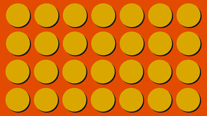 Gold Color Circle Pattern Illustration on Orange Background