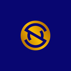 round letter S N logo vector