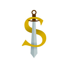 dollar gold logo with sword