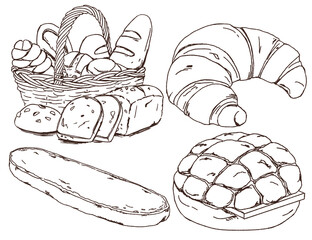 Bread collection, croissant, garlic bread, pineapple bun
