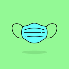 Medical mask vector illustration isolated on green background. Linear color style of medical mask icon 