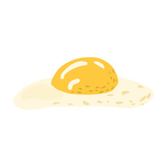 Convex fried egg isolated on white background. Healthy meal in doodle.