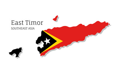 Fototapeta na wymiar Map of East Timor with national flag. Highly detailed editable map of , Southeast Asia country territory borders. Political or geographical design element vector illustration on white background