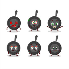 Frying pan cartoon character with nope expression
