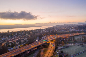 sunrise over zürich