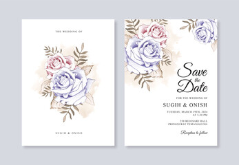 hand painted watercolor flower for wedding invitation template
