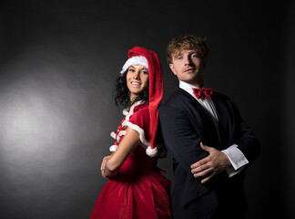 Fashion photo of elegant couple in the tender passion