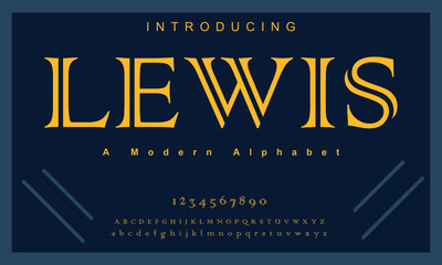 Lewis font. Elegant alphabet letters font and number. Lettering Minimal Fashion Designs. Typography fonts regular uppercase and lowercase. vector illustration