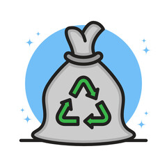 Recycle Trash Icon Filled Line Style. Rubbish Container Vector Illustration. Reuse Garbage Concept Sticker Logo Symbol. Media Icon For Web and Print Template
