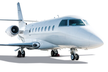 Modern corporate business jet isolated on white background