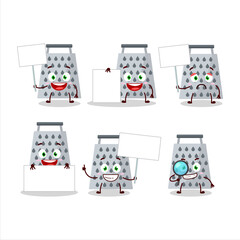 Grated cheese cartoon character bring information board