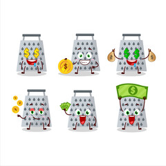 Grated cheese cartoon character with cute emoticon bring money