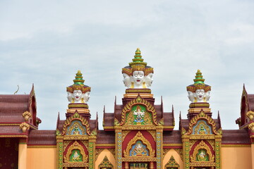 Fototapeta na wymiar Temple and building Thai cultural arts in contemporary style