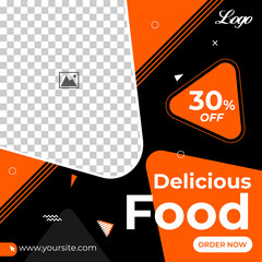 Food restaurant Instagram post, square banner or flyer template Premium template