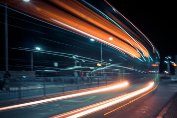 Light Trails On Road At Night