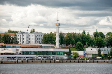 Fototapeta na wymiar River port located in historical part of the city of Yaroslavl, located along the banks of the Volga River