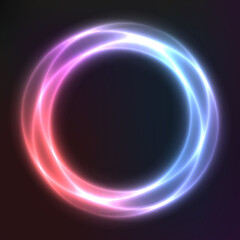 Abstract vector background from neon geometric shapes, vector template, round frame, wallpaper