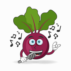 The Onion Purple mascot character is singing. vector illustration