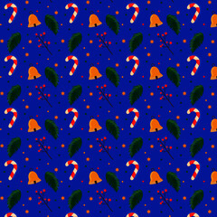 Christmas pattern blue background