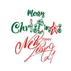 Merry Christmas and Happy New Year vector text. Calligraphy Lettering. Creative typography for Holiday Greeting Gift Poster. Banner