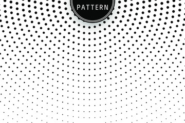 Minimal halftone circular frame background. Halftone dotted background. Halftone effect vector pattern. Geometric circular dot pattern background. Black circular border using halftone dots texture.