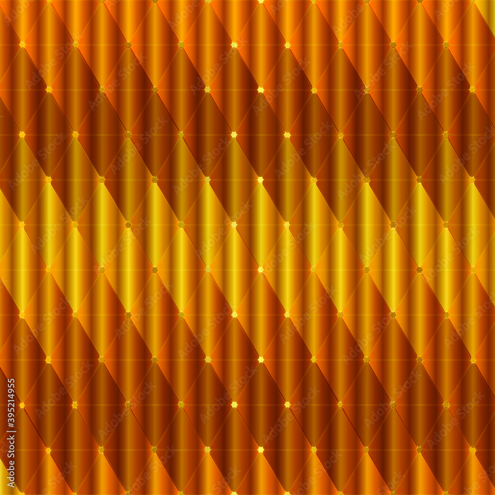 Poster Abstract Golden triangle background with stars. Abstract geometric grid seamless pattern. Mesh of lines and stars. Triangle structure. Golden geometric lines seamless texture.Vector illustration