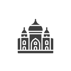 Taj mahal palace vector icon. filled flat sign for mobile concept and web design. India landmark glyph icon. Symbol, logo illustration. Vector graphics