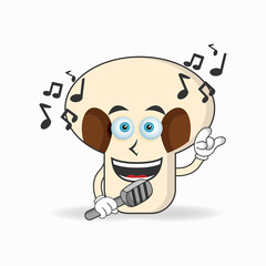 The mushrooms mascot character is singing. vector illustration