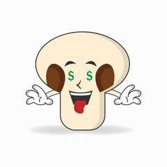 mushrooms mascot character with money making expression. vector illustration