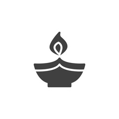 Holy diya vector icon. filled flat sign for mobile concept and web design. Diwali lamp glyph icon. Symbol, logo illustration. Vector graphics