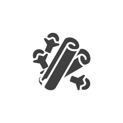 Cinnamon sticks, cloves vector icon. filled flat sign for mobile concept and web design. Indian culinary spices glyph icon. Symbol, logo illustration. Vector graphics