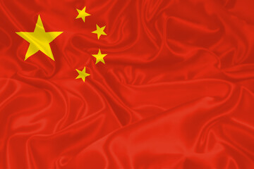 China Flag waving. National flag of People's Republic of China with waves and wind. Official colors and proportion. Chinese Flag