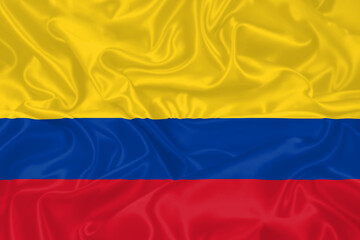 Colombia Flag waving. National flag of Columbia with waves and wind. Official colors and proportion. Columbian Flag