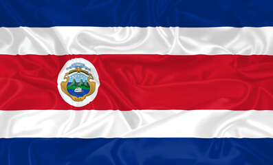 Costa Rica Flag waving. National flag of Costa Rica with waves and wind. Official colors and proportion. Costa Rican Flag