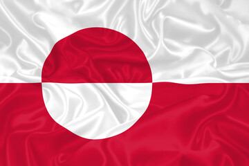 Greenland Flag waving. National flag of Greenland with waves and wind. Official colors and proportion. Greenlandic Flag © ReallyKunal