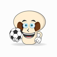 The mushrooms mascot character becomes a soccer player. vector illustration