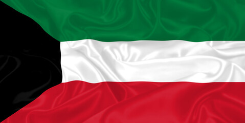Kuwait Flag waving. National flag of Kuwait with waves and wind. Official colors and proportion. Kuwaiti Flag