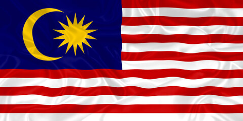 Malaysia Flag waving. National flag of Malaysia with waves and wind. Official colors and proportion. Malaysian Flag