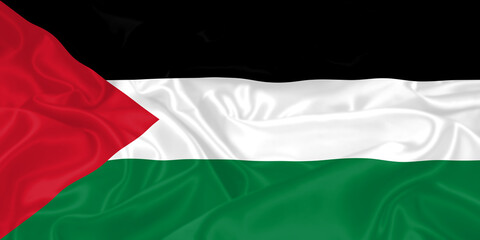 Palestine Flag waving. National flag of Palestine with waves and wind. Official colors and proportion. Palestinian Flag