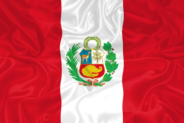 Peru Flag waving. National flag of Peru with waves and wind. Official colors and proportion. Peruvian Flag