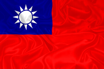 Taiwan Flag waving. National flag of Taiwan with waves and wind. Official colors and proportion. Taiwanese Flag