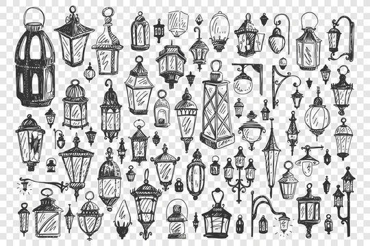 Drawing Vintage Lamp Set, Lantern Graphic by ElementDesignAndArt · Creative  Fabrica